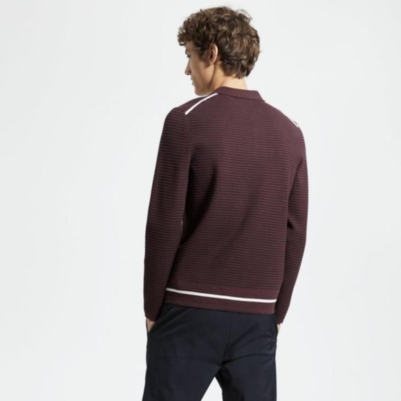 Theory Striped Long-Sleeve Polo - Picture 3 of 7
